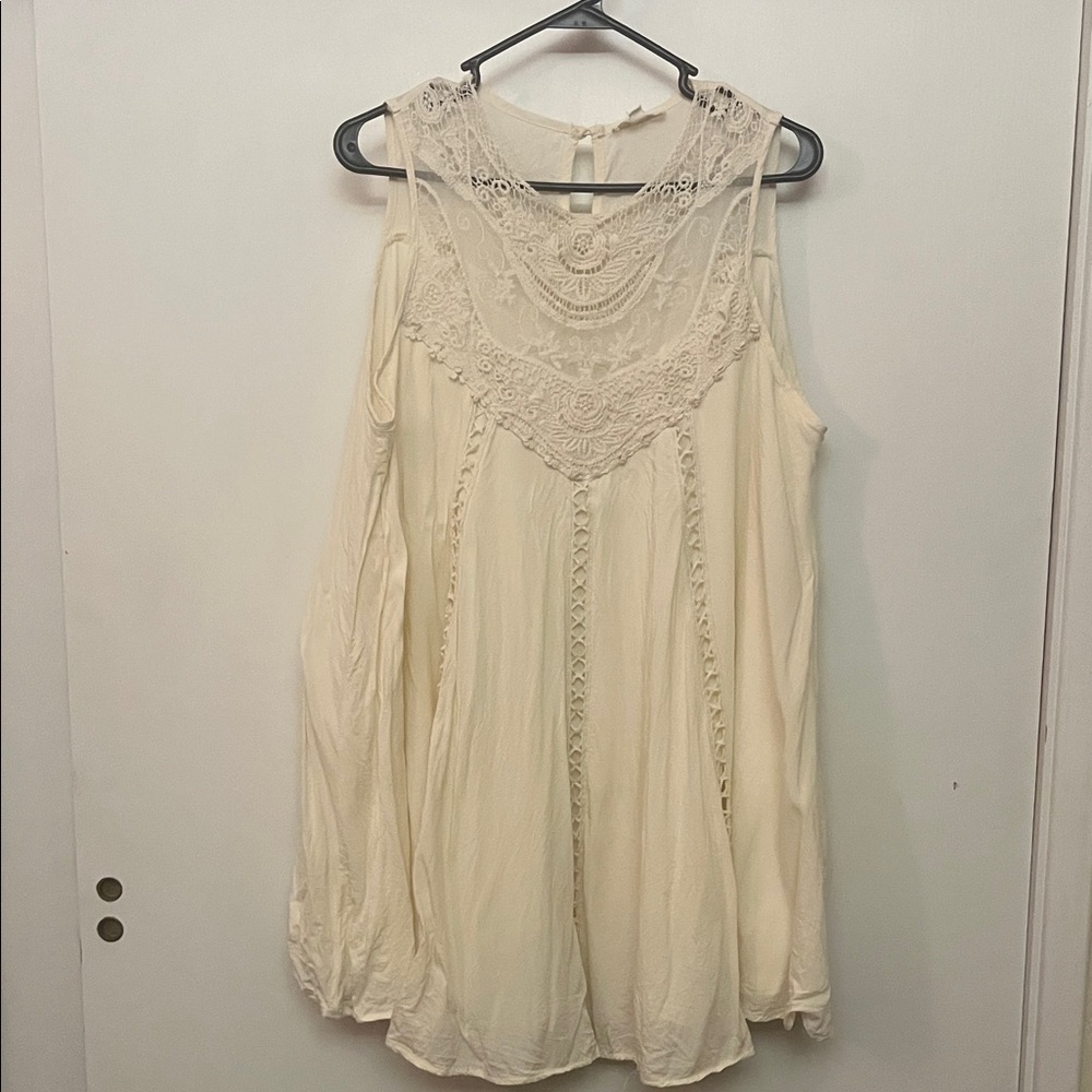 Entro Ivory Lace Detail Babydoll Top/tunic/mini dress size medium